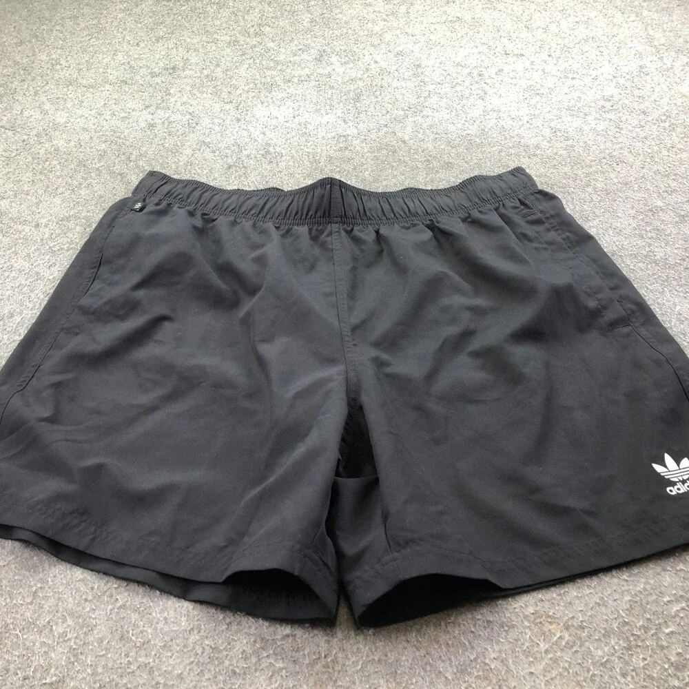 Adidas Swim Trunks Mens XL Black Mesh Lined Elastic Waist Drawstring Shorts